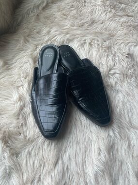 Black Croc-Embossed Slip-On Mules by A New Day